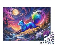 1000 Piece Mini Jigsaw Puzzle for Adults Fox Moon Forest Gift Idea | 38x26cm Cardboard Puzzle Lovers Mind Relaxation Puzzle Assembly Birthday Gift Home Decor