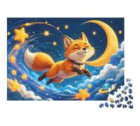 1000 Piece Mini Jigsaw Puzzle for Adults Fox Moon Star Gift Idea | 70x50cm Cardboard Puzzle Lovers Family Bonding Puzzle Game Birthday Gift Home Decor