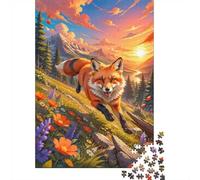 1000 Piece Mini Jigsaw Puzzle For Adults Fox Mountain Sunset Gift Idea | 38x26cm Cardboard Puzzle Lovers Family Bonding Puzzle Assembly Birthday Gift Home Decor