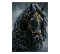 1000 Piece Mini Jigsaw Puzzle For Adults Horse Gold Ornament Gift Idea | 70x50cm Cardboard Puzzle Lovers Family Bonding Puzzle Game Birthday Gift Home Decor