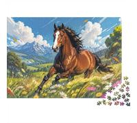 1000 Piece Mini Jigsaw Puzzle For Adults Horse Mountain Meadow Birthday | 38x26cm Cardboard Puzzle Lovers Family Bonding Puzzle Game Gathering Gift Living Room Decor