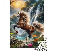 1000 Piece Mini Jigsaw Puzzle for Adults Horse Waterfall Nature Gift Idea | 70x50cm Cardboard Puzzle Lovers Family Bonding Puzzle Assembly Birthday Gift Living Room Decor