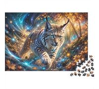 1000 Piece Mini Jigsaw Puzzle For Adults Lynx Forest Stars Gift Idea | 70x50cm Cardboard Puzzle Lovers Family Bonding Puzzle Game Birthday Gift Home Decor