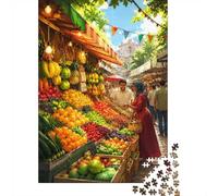 1000 Piece Mini Jigsaw Puzzle For Adults Market Fruit Vegetable Gift Idea | 38x26cm Cardboard Puzzle Lovers Family Bonding Puzzle Assembly Gathering Gift Home Decor