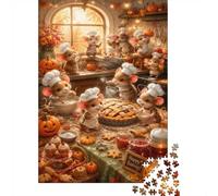 1000 Piece Mini Jigsaw Puzzle For Adults Mouse Pumpkin Pie Gift Idea | 38x26cm Cardboard Puzzle Lovers Family Bonding Handmade Puzzle Birthday Gift Living Room Decor