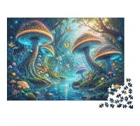 1000 Piece Mini Jigsaw Puzzle For Adults Mushroom Forest River Gift Idea | 38x26cm Cardboard Puzzle Lovers Family Bonding Puzzle Assembly Birthday Gift Living Room Decor