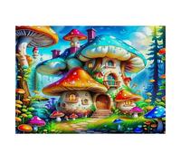 1000 Piece Mini Jigsaw Puzzle For Adults Mushroom House Forest Gift Idea | 38x26cm Cardboard Puzzle Lovers Mind Relaxation Puzzle Assembly Gathering Gift Living Room Decor