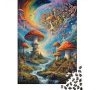 1000 Piece Mini Jigsaw Puzzle For Adults Mushroom Waterfall Village Gift | 38x26cm Cardboard Puzzle Lovers Family Bonding Puzzle Game Birthday Gift Home Decor