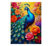 1000 Piece Mini Jigsaw Puzzle For Adults Peacock Flower Nature Gift Idea | 70x50cm Cardboard Puzzle Lovers Family Bonding Puzzle Assembly Birthday Gift Living Room Decor