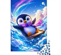 1000 Piece Mini Jigsaw Puzzle for Adults Penguin Ice Aurora Gift Idea | 70x50cm Cardboard Puzzle Lovers Family Bonding Puzzle Assembly Gathering Gift Living Room Decor