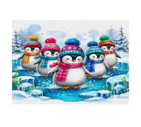1000 Piece Mini Jigsaw Puzzle For Adults Penguin Ice Winter Gift Idea | 70x50cm Cardboard Puzzle Lovers Family Bonding Puzzle Game Birthday Gift Living Room Decor