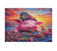 1000 Piece Mini Jigsaw Puzzle For Adults Pig Candy Sunset Gift Idea