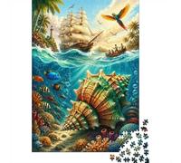 1000 Piece Mini Jigsaw Puzzle For Adults Shell Fish Ship Birthday Gift | 70x50cm Cardboard Puzzle Lovers Family Bonding Puzzle Game Birthday Gift Home Decor