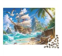 1000 Piece Mini Jigsaw Puzzle For Adults Ship Island Treasure Gift Idea | 38x26cm Cardboard Puzzle Lovers Family Bonding Puzzle Game Birthday Gift Home Decor