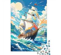 1000 Piece Mini Jigsaw Puzzle For Adults Ship Ocean Lighthouse Birthday | 52x38cm Cardboard Puzzle Lovers Family Bonding Puzzle Game Gathering Gift Living Room Decor