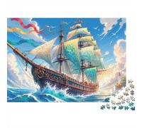 1000 Piece Mini Jigsaw Puzzle For Adults Ship Ocean Lighthouse Gift Idea | 38x26cm Cardboard Puzzle Lovers Family Bonding Puzzle Game Birthday Gift Home Decor