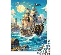 1000 Piece Mini Jigsaw Puzzle For Adults Ship Treasure Island Gift Idea | 52x38cm Cardboard Puzzle Lovers Family Bonding Puzzle Game Birthday Gift Home Decor