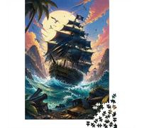 1000 Piece Mini Jigsaw Puzzle For Adults Ship Treasure Island Gift Idea | 70x50cm Cardboard Puzzle Lovers Mind Relaxation Puzzle Assembly Gathering Gift Living Room Decor