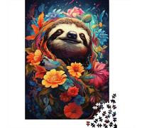 1000 Piece Mini Jigsaw Puzzle For Adults Sloth Flower Nature Gift Idea | 70x50cm Cardboard Puzzle Lovers Family Bonding Puzzle Game Birthday Gift Living Room Decor