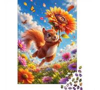 1000 Piece Mini Jigsaw Puzzle For Adults Squirrel Sunflower Flower Gift