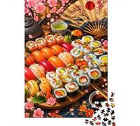 1000 Piece Mini Jigsaw Puzzle For Adults Sushi Flower Fan Birthday Gift | 70x50cm Cardboard Puzzle Lovers Family Bonding Puzzle Game Birthday Gift Living Room Decor