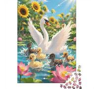 1000 Piece Mini Jigsaw Puzzle For Adults Swan Duck Sunflower Gift Idea | 52x38cm Cardboard Puzzle Lovers Family Bonding Puzzle Game Birthday Gift Living Room Decor