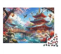 1000 Piece Mini Jigsaw Puzzle For Adults Temple Bridge Flower Birthday Gift