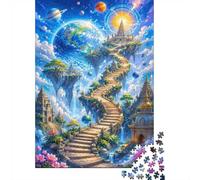 1000 Piece Mini Jigsaw Puzzle for Adults Temple Planet Stairway Gift Idea | 52x38cm Cardboard Puzzle Lovers Family Bonding Puzzle Assembly Gathering Gift Living Room Decor