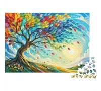 1000 Piece Mini Jigsaw Puzzle for Adults Tree Leaf Sun Birthday Gift | 38x26cm Cardboard Puzzle Lovers Family Bonding Puzzle Assembly Gathering Gift Home Decor