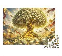 1000 Piece Mini Jigsaw Puzzle For Adults Tree Money Gold Gift Idea | 38x26cm Cardboard Puzzle Lovers Family Bonding Puzzle Game Birthday Gift Home Decor