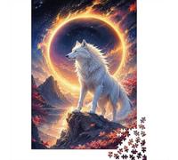 1000 Piece Mini Jigsaw Puzzle For Adults Wolf Mountain Eclipse Gift Idea | 38x26cm Cardboard Puzzle Lovers Family Bonding Puzzle Game Birthday Gift Home Decor