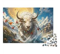 1000 Piece Mini Jigsaw Puzzle For Adults Yak Sun Mountain Gift Idea | 38x26cm Cardboard Puzzle Lovers Family Bonding Puzzle Game Birthday Gift Home Decor