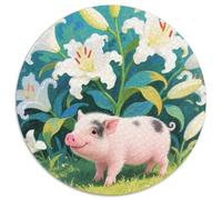 1000 Piece Mini Pig Jigsaw Puzzle for Adults - Family-Friendly Brain Teaser, Countryside Lilies Puzzle, Decoration Unique Gift 1000pcs (67.5x67.5cm)