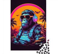 1000 Piece Monkey Dj Music6 Jigsaw Puzzles for Adult Teenagers Wooden Puzzles For Family Fun & Game Night 1000pcs (75x50cm)