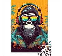 1000 Piece Monkey Dj Music8795 Square Puzzles for Adults, Wooden Puzzles Family Entertainment Toys 1000pcs (75x50cm)