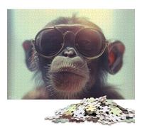 1000 Piece Monkey with Glasses Animal Puzzles for Adults Paper Puzzles Educational Game for Children As A 38x26cm/1000pcs