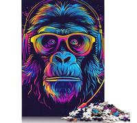 1000 Piece Monkey with Headphones Sunglasses Adult Puzzles Paper Puzzle for Adults Educational Game Challenge Toy 1000pcs (75x50cm)
