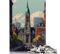 1000 Piece Montreal Pixel Art Square Puzzles for Adults, Wooden Puzzles Family Entertainment Toys 1000pcs (75x50cm)