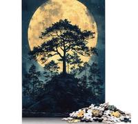 1000 Piece 'Moonlit Tree Silhouette Square Puzzle for Adults, Paper Puzzles Puzzle Hands-on Game 38x26cm/1000pcs
