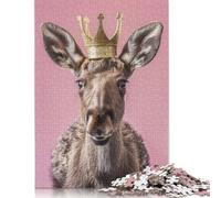1000 Piece Moose with Crown Jigsaw Puzzles for Adults Teenagers Wooden Puzzle Jigsaws for Adults Educational Game Challenge Toy 1000pcs (75x50cm)
