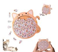 1000-Piece MorandiColored Cat Shaped Wooden Jigsaw Puzzle,Funny Decorative Cats Shaped Wood Puzzles, Challenging Unique Cat-Shaped Frame with Frame for Cats Lovers or Home Decor