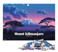 1000 Piece Mount Kilimanjaro, Tanzania Landscape Jigsaw Square Puzzle for Adults & Wooden Puzzles Educational Game Challenge Toy 1000pcs (75x50cm)