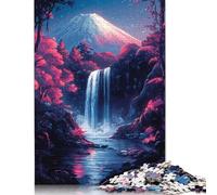 1000 Piece Mountain Fuji Waterfall Night Japanese Cherry Blossom Puzzles for Adults Paper Puzzles Educational Game for Children As A 38x26cm/1000pcs