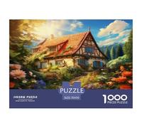 1000 Piece Mountain Village Cottage Game Puzzle for Adults Gifts Family Challenging Toys Home Decors Brainteasing Alpine Chalet Jigsaw Puzzle for Women Men Adult 70x50cm/1000pcs