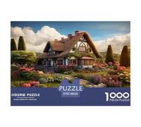 1000 Piece Mountain Village Cottage Game Puzzle for Adults Gifts Fun Challenging Home Decors Brainteasing Alpine Chalet Jigsaw Puzzle for Women Men Adult 38x26cm/1000pcs
