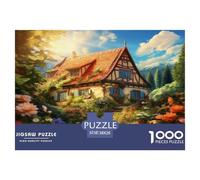 1000 Piece Mountain Village Cottage Jigsaw Puzzles for Adults Gifts Family Challenging Toys Home DecoRation Alpine Chalet Jigsaw Puzzle for Women Men Adult 38x26cm/1000pcs