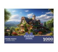 1000 Piece Mountain Village Cottage Jigsaw Puzzles Great Gift for Adults Challenging Games Home Decors Alpine Chalet Jigsaw Puzzle for Adults And Kids Age 12 And Up 38x26cm/1000pcs