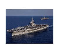 1000 Piece Multicolor Jigsaw Puzzle, USS George H.W. Bush CVN77 and USS Harry S. Truman CVN75 in Ionian Sea, Dual Carriers Art, Military Home Decor