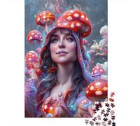 1000 Piece Mushroom Girl Jigsaw Puzzles for Adult Teenagers Wooden Puzzles Sustainable Puzzle for Adults | Games 1000pcs (38x26cm)