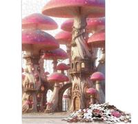 1000 Piece Mushroom Village Square Puzzle for Adults, Wooden Puzzles Puzzle Hands-on Game 1000pcs (75x50cm)